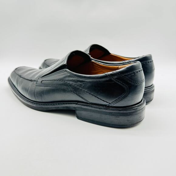 Ecco Shoes Mens EU 47 US 13 Black Leather Driving Loafers Slip On Casual Comfort - Picture 5 of 13
